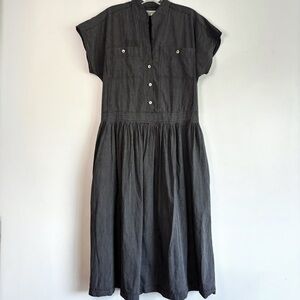 VINTAGE ESPRIT Striped Button Down Babydoll Midi Dress